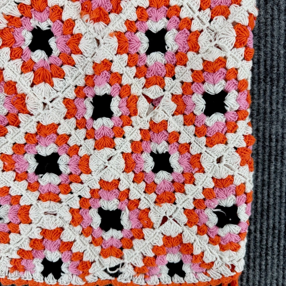 Bershka women's crochet granny square cutout halter dress size Medium festival - Picture 7 of 11